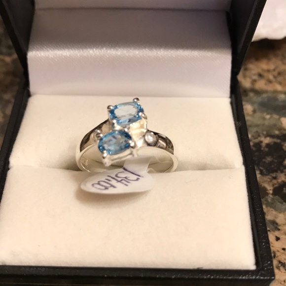 STERLING SILVER GENUINE BLUE TOPAZ SIZE 6 3/4 NWT - Picture 3 of 7